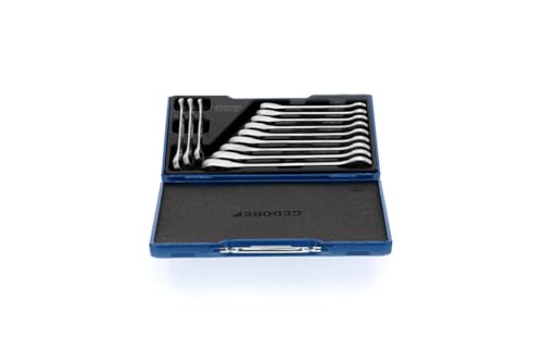 GEDORE Maulschlüssel-Satz mit Ringratsche, Set 12-tlg, SW 8-19 mm, flach, Schraubenschlüssel Set, 7 R-012