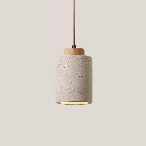 Modern Farmhouse Natural Stone Cylinder Small Pendant Light for Dining Room Table Kitchen...