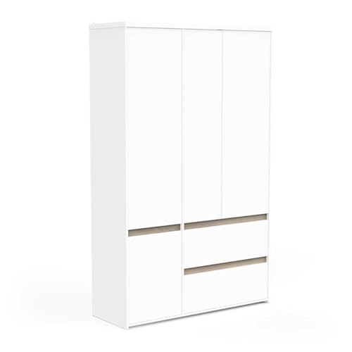 Garde Robe 4 Portes avec 4 Étagères, ½ Lingère Et 2 Tiroirs en Bois Moderne – Coloris Blanc...