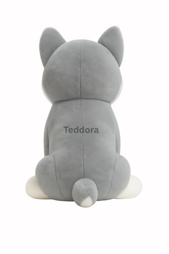 Image of Husky Dog Soft Toy for Girls Boys Kids,Grey,Husky with Glitter Eye Animal Plush Stuffed Baby Teddy Gift Birthday, 30 cm