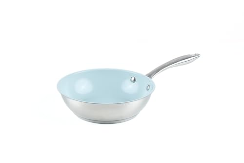 lätt Home Sartén Acero Inoxidable Antiadherente 20 cm Diámetro Apta para Cocina de Inducción Vitrocerámica Gas Horno Lavavajillas - Fondo Full Induction 5 Capas - Libre de PFOA y PTFE