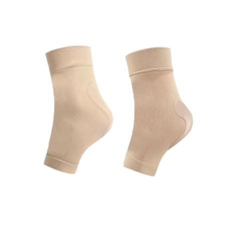 1 Pair Compression Padded Achilles Tendon Heel Protector Socks - Gel Ankle Support for Haglund's Deformity,Tendonitis,Bursitis and Dry Cracked Heels（Beige）