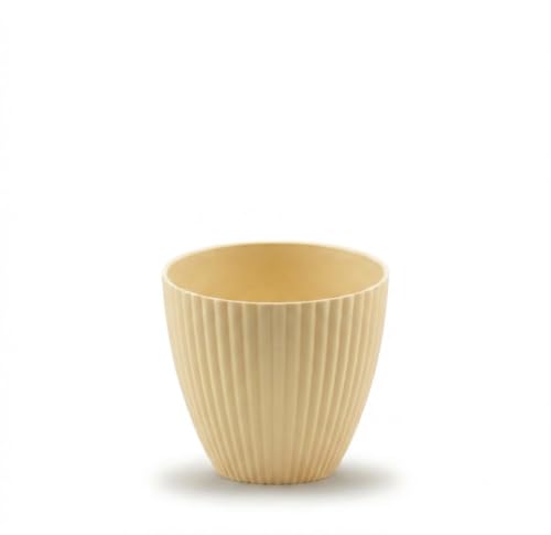 Image of Cream Plastic Flower Pot for Indoor & Outdoor Plants | Decorative Round Planter | Lightweight Garden Pot