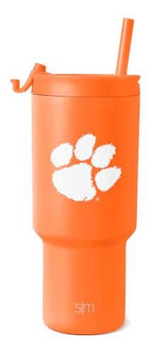 Image of Simple Modern Clemson Tigers Tumbler with Straw | 30oz | Collegiate | Trek Officially Licensed Clemson University Insulated Water Bottle, Travel Mug | Football Gift for Men, Dad, Him, Her