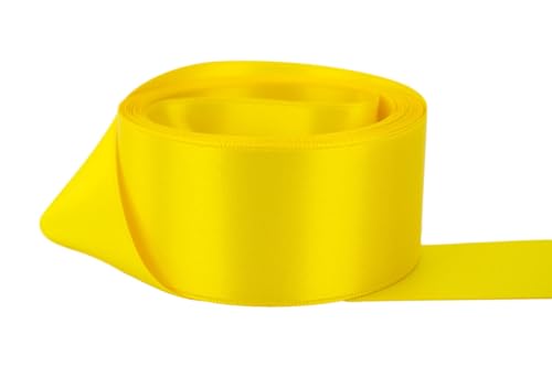 Image of Ribbon Bazaar Double Faced Satin - Premium Gloss Finish - 100% Polyester Ribbon for Gift Wrapping, Crafts, Scrapbooking, Hair Bow, Decorating & More - 7 /8 inch Daffodil 50yd Spool