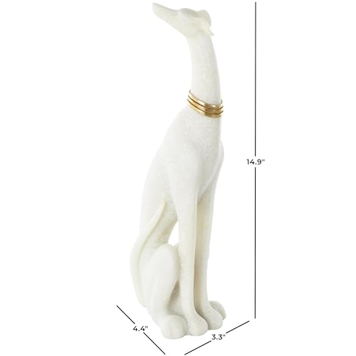 Estatua decorativa de perro crema en polystone 3x4x15 pulg miniatura 3