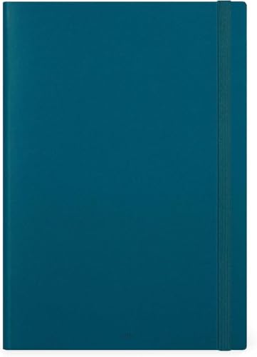 Agenda hebdomadaire 12 mois F.to Maxi 19,5 x 26,5 cm, de janvier 2025 à janvier 2026, fermeture avec élastique – Couleur bleu pétrole + stylo à cliquer et signet