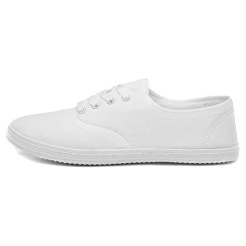 Red Fish Women's White Lace Up Canvas Shoes Cover