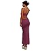 VANCOL Women's Cutout Backless Maxi Dress Sexy Sleeveless Tight Slip Spaghetti Strap Long Dresses Violet
