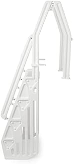 Vinyl Works 24 Inch in Pool Step Ladder, Adjustable Stair Entry System with Handrails and Non-Slip Surface for Above Ground Swimming Pools, White