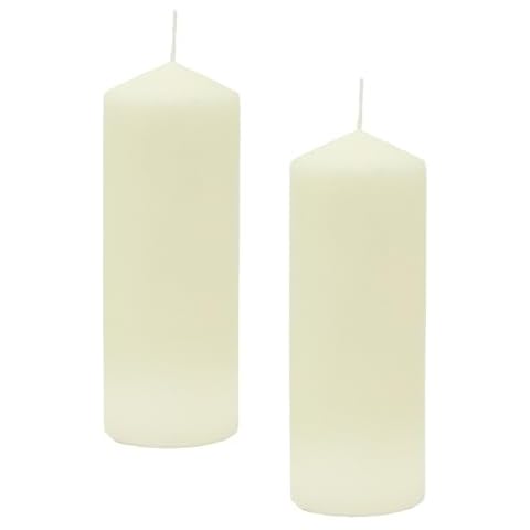 Pack of 2 Unscented Ivory Pillar Candles Cover