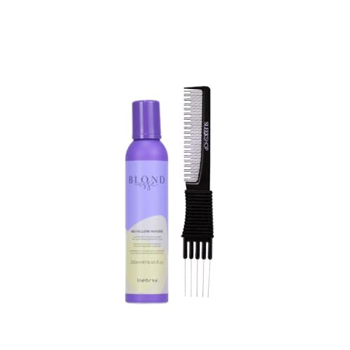kuss Inebrya Blondesse No-Yellow Mousse (8.45 oz) with Teasing Comb Pack of 1