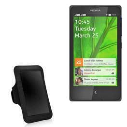 BoxWave Case Compatible with Nokia X+ - Sports Armband, Adjustable Armband for Workout and Running for Nokia X+ - Jet Black