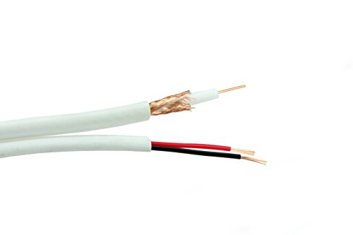 Fivestarcable Rg59 Solid Bare Copper 1000Ft Siamese Coaxial Cctv Cable, Etl Listed Rg59 Combo Cable Solid 20 Awg Rg59 + 18/2 18Awg Power, White #TOP4