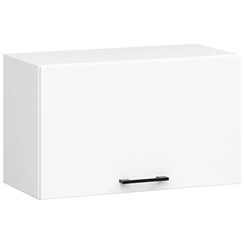 ADGO Oliwia Armoire de cuisine murale avec portes, armoire suspendue, meuble haut de cuisine, armoire avec poignées noires, blanc (W60OK)