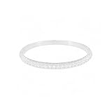 Pulsera de plata de ley 925 con diamantes de tres filas, chapada en oro pesado de 18 quilates en tono platino, brazalete apilable brillante de diamante completo