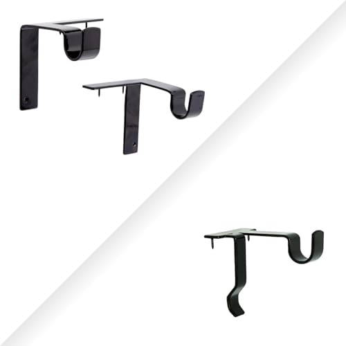 Kwik-Hang 3-Piece Curtain Rod Bracket Set with Center Support – No Drill, Damage-Free Curtain...