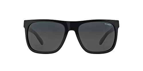 Arnette Men's AN4143 Fire Drill Wayfarer Sunglasses, Gloss Black Frame/Grey Lens, one Size