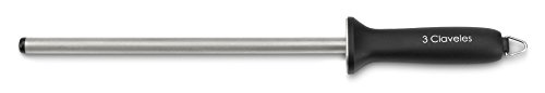 3 CLAVELES - Chaira de Diamante Oval de 25 cm - 10', chaira Profesional de Cromo Duro, imantada, asentar el Filo de los Cuchillos