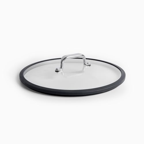 Image of Misen Tempered Glass Lid with Anti-Scratch Silicone Rim, Oven Safe Replacement Cookware Skillet Lid for Misen Carbon Nonstick, Carbon Steel, and Frying Pans, Dishwasher Safe - 10 Inch