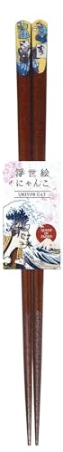 田中箸店 箸 浮世絵にゃんこ 娯楽ねこ No.010908 茶 23cm