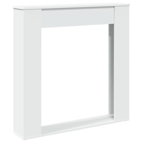 vidaXL Kaminumrandung, Dekorative Kaminkonsole, Kaminsims Dekokamin für Wohnzimmer, Kaminattrappe Kaminverkleidung, Weiß Holzwerkstoff