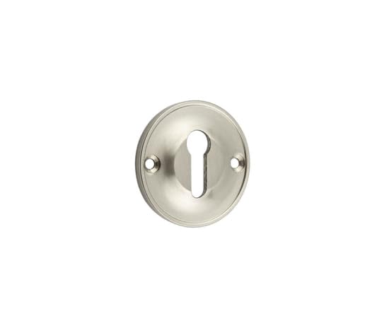 Kooples Hardware 40mm Standard Keyway Escutcheon – Solid Brass Keyhole Cover Plate for Interior & Exterior Doors Classic Lock Trim with Concealed Fixings (Satin Nickel)