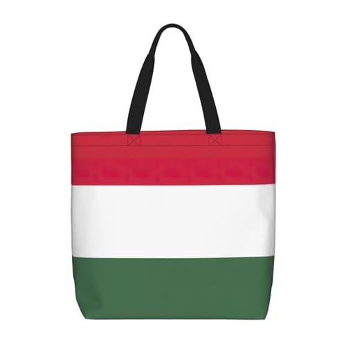 Flag of Hungary print Tote Bag for Women Reusable Shopping Bag Large Beach Bag Travel Vacation Work