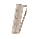 Menolana Yoga Mat Bag Yoga Bag for Women Men with Zipper Handmade with Shoulder Strap Yoga Mat Carrier Mat Holder for Gym Beach Travel, Beige