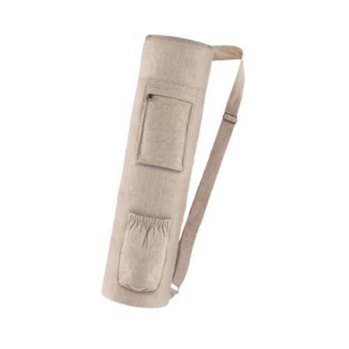 Menolana Yoga Mat Bag Yoga Bag for Women Men with Zipper Handmade with Shoulder Strap Yoga Mat Carrier Mat Holder for Gym Beach Travel, Beige