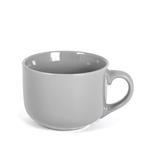 DC casa Tazza Mug Da Colazione per Cappuccino Latte e Caffè Colorata Tinta Unita Pastello Semplice Elegante (Grigio, 470 Ml)
