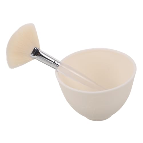 LRXIYODE Juego de Cepillo Facial Abanico de Lana Ultrafina y Cuenco de Silicona Trébol para Mascarillas, Aplicador de Mascarilla Facial, Herramientas para Cuidado Piel, Kit para Spa y Uso