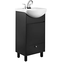 Fine Fixtures Petite 18 Inch Bathroom Vanity with Sink, Small Freestanding Bathroom Cabinet, Space-Saving Vanity Sink Combo Design, Dual Storage, Satin Black