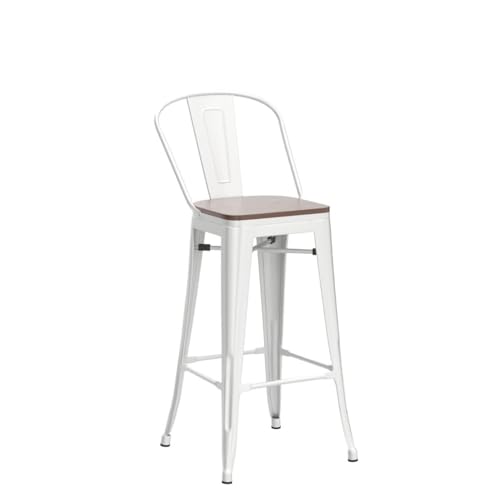 Image of Aklaus Swivel Metal Bar Stools with Backs Counter Stools Set of 4 Counter Height Stools High Back Bar Chairs 24 Inch Barstools Farmhouse White Cream