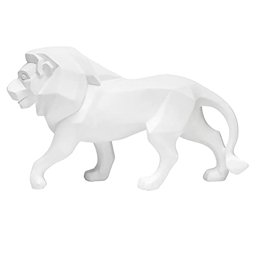 Idortybb 16.5Inch Abstract Geometric Lion Sculpture Animal Statues Art Figurines Home Decorations For Living Room Bookshelf Shelves Tv Bar Cabinets Desk Decor Table Centerpieces Ornaments (White) #TOP8