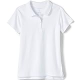 Lands' End Girls Short Sleeve Feminine Fit Interlock Polo Shirt Medium White