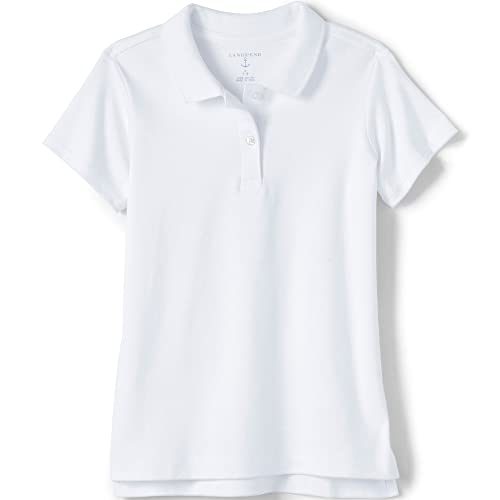 Lands' End Girls Short Sleeve Feminine Fit Interlock Polo Shirt Medium White