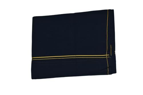Image of Pure Cotton Dhoti for Men (1.28 x 1.87 m) | Solid Panchalu with Varied Small Color Border | Kerala Cotton Veshti, Khadi Dhoti | Lightweight Pooja & Temple Wear