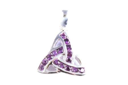 Pendentif noeud de la Trinité en améthyste véritable et argent massif ciselé