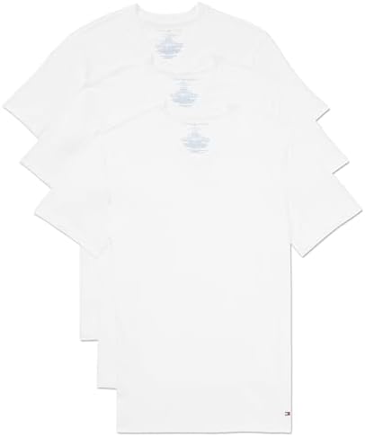 Tommy Hilfiger Men's Undershirts 3 Pack Cotton Classics Slim Fit Crew T-Shirt