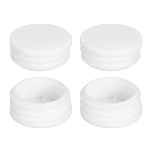 Image of uxcell 1-5 /8 inch(42mm) Round Plastic Plug, 4 Pcs White Pipe Tubing End Cap Plastic Plug Cap Insert Glide Insert for Metal Tubing Fence Table Chairs Furniture