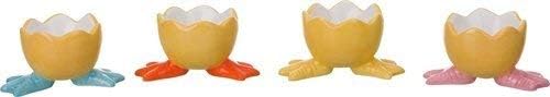 TII Colorful Ceramic Duck Feet Egg Cup Holders - Set of 4 Assorted Colors