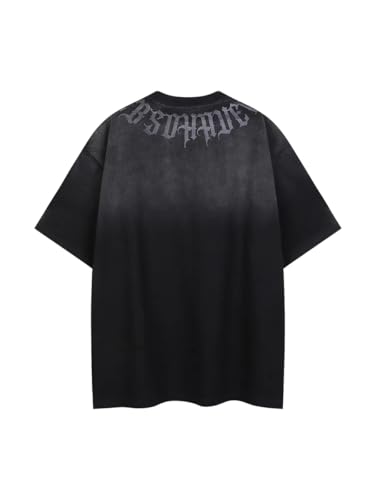 Streetwear Shirts Letter Black Heavy Street Oversized Unisex Cotton Tee Tops2