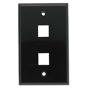 InstallerParts 2 Port Keystone Wallplate Black Smooth Face