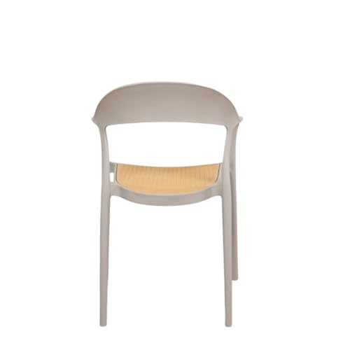 Image of Rattan Style Outdoor Chair | Set of 1 Grey Plastic Arm Chair for Garden, Balcony, Patio & Cafe | Lightweight Weather Resistant Seating | 3 Year Manufacturing Warranty