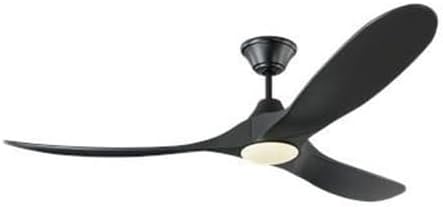 Monte Carlo 3MAVR60BKBKD Maverick Modern Energy Star 60" Ceiling Fan with LED Light and Hand Remote Control, 3 Balsa Wood Blades, Matte Black