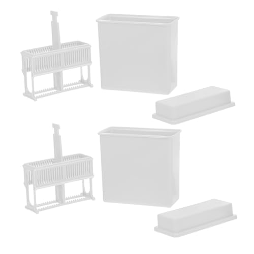 CHILDWEET 2-piece Microscope Slide Staining Rack Set Glass Slide Drying Stand Lab Sample Storage Plastic Jar Holder Staining Jar Container Lab Accessory