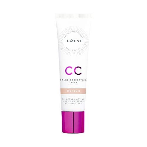 Lumene Color Correcting CC Cream - Medium Coverage Lightweight Foundation - Redness Reducing CC Cream Foundation for Even Skin Tone + Naturally Glowing Skin - Medium (1 fl oz) #1