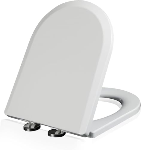 Enliansgo Toilet Seat,U Shape Toilet Seat with Adjustable Hinges,Slow Close Toilet Cover,Thickening Plastic Strong and Durable, Prevent Noise, Easy to Install, Easy Cleaning (Style 1)