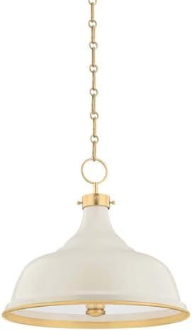 Hudson Valley Lighting MDS300-AGB/OW Painted No.1-3 Light Pendant - 18 Inches Wide by 16 Inches High, Finish Color: Aged Brass, Shade Color: Off-White, Installation: Traditional